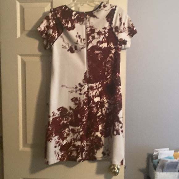 Burgundy and black with cream background, trimmed with black leather - Picture 3 of 4